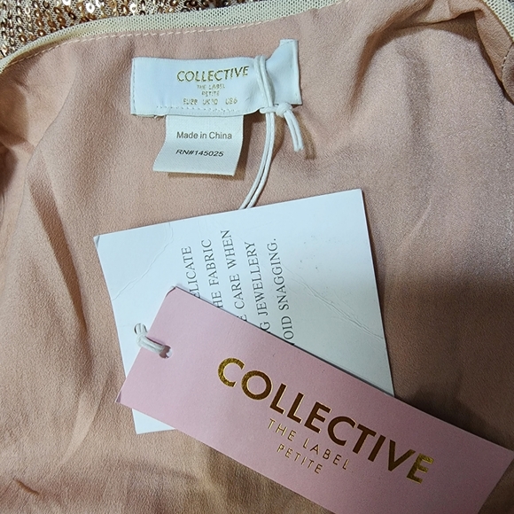 NWT Collective The Label Exclusive wrap sequin mini dress in rose gold sz 6p - Picture 12 of 13